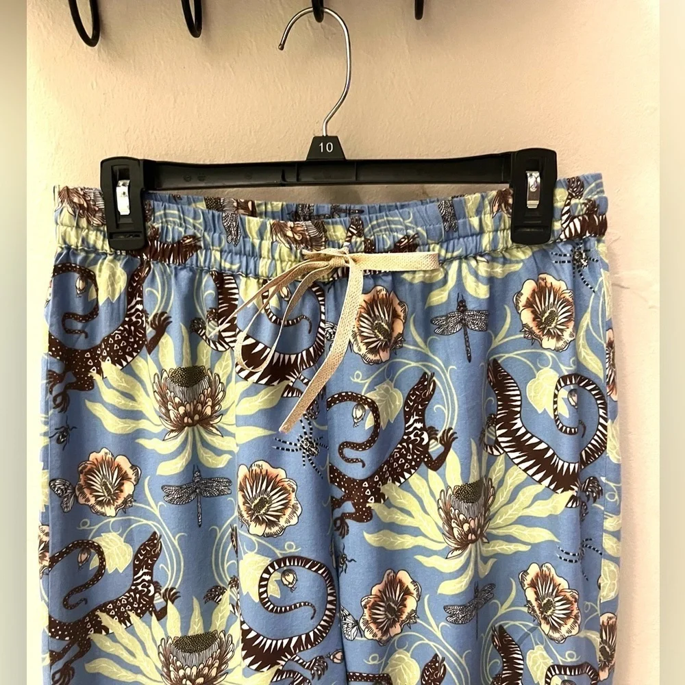 🍁anthropologie🍁Floral Blue and Brown Pajama Pants